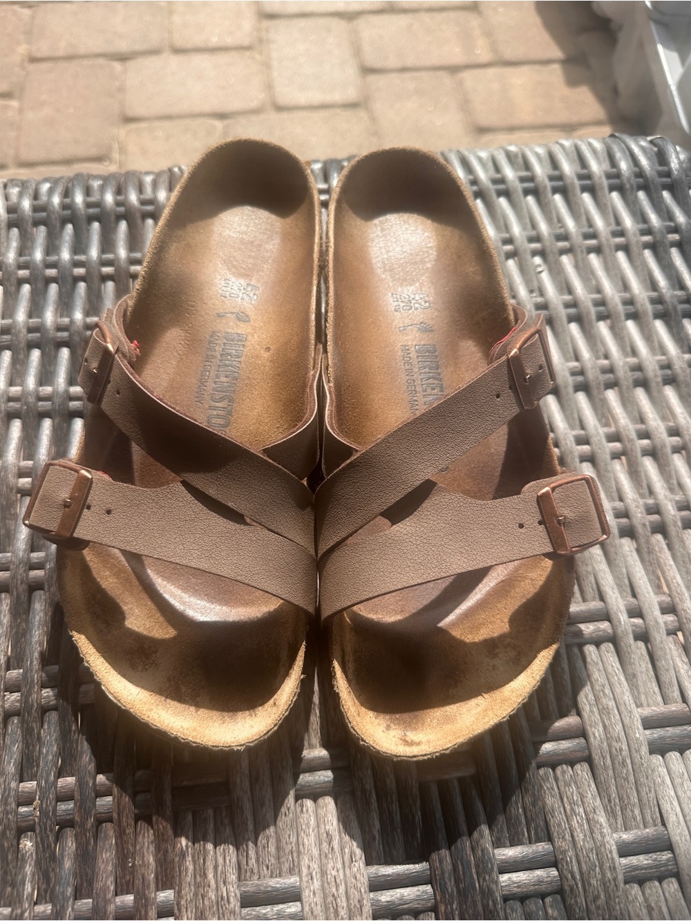 Birkenstock Women's Brown Leather Cross-Strap Sandals